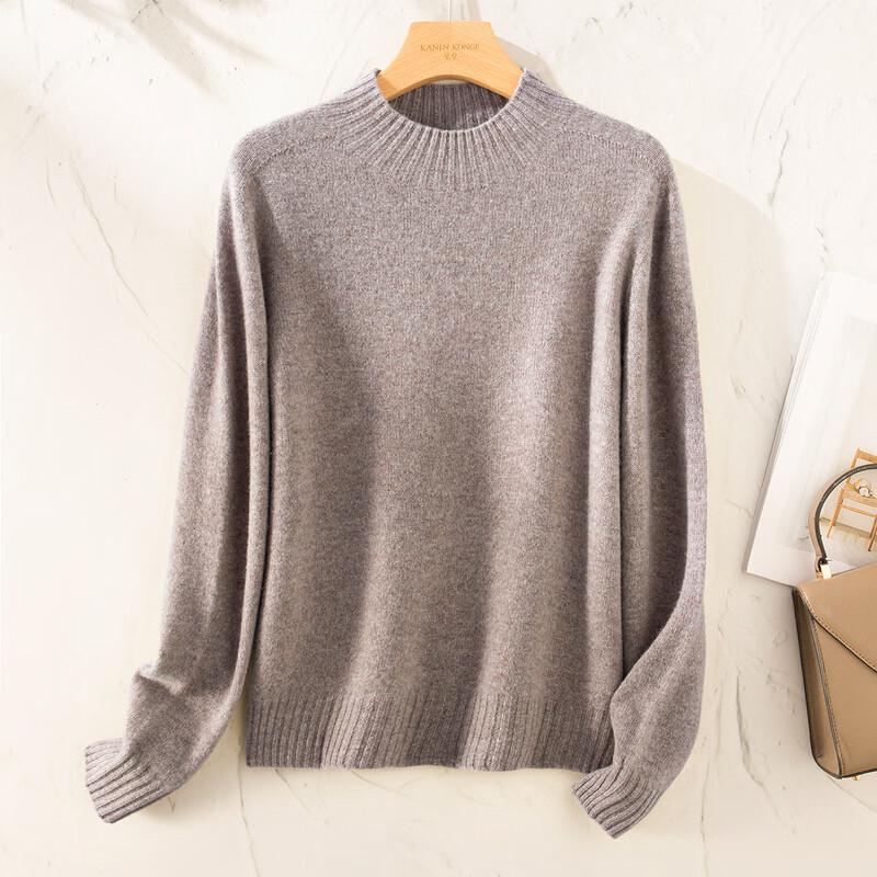 TUHUANG Women's Cashmere Wool Blend Half-High Neck Sweater
