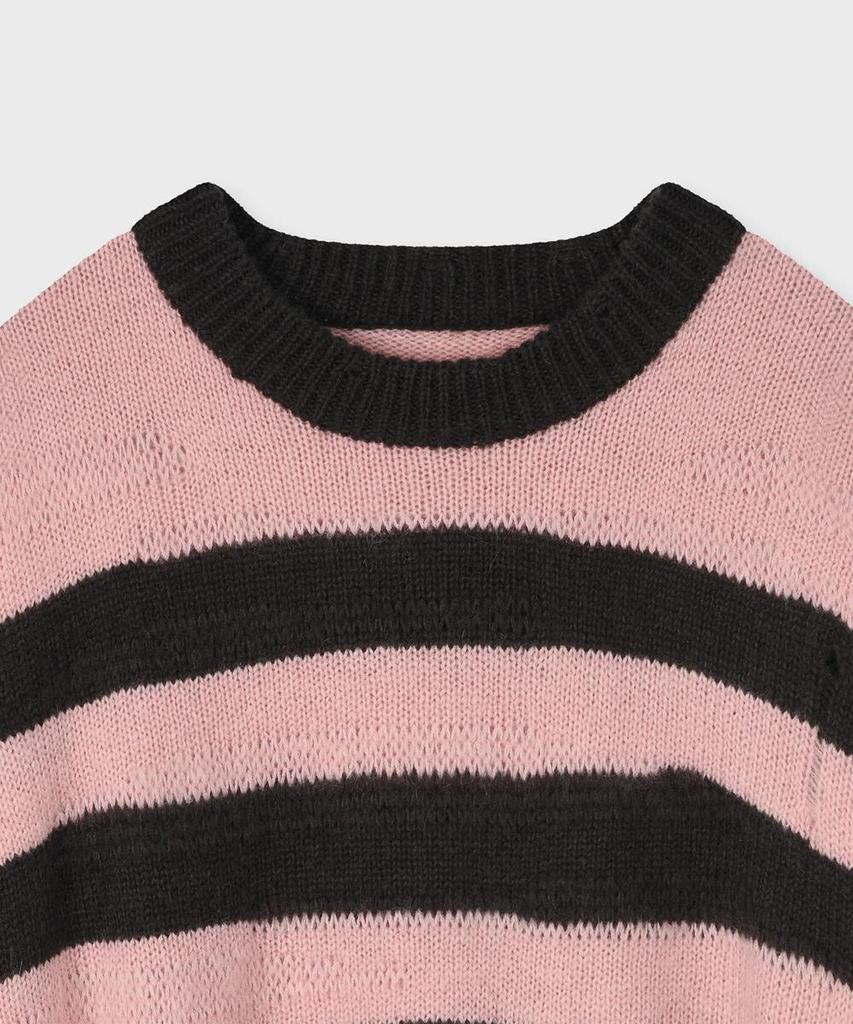 PALETTE Grunge Striped Knit Pink