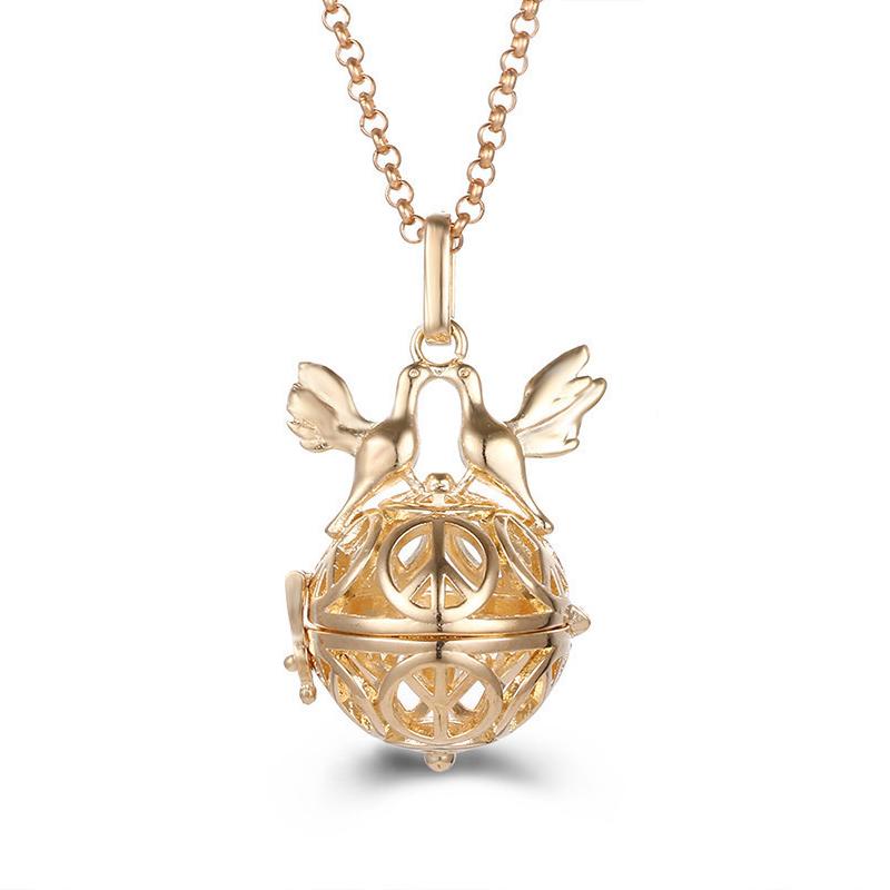 Mexico Chime Two-Color Feather Caller Locket Piano Ball Necklace Essential Oil Diffuser Perfume Musical Pendant New Jewelry