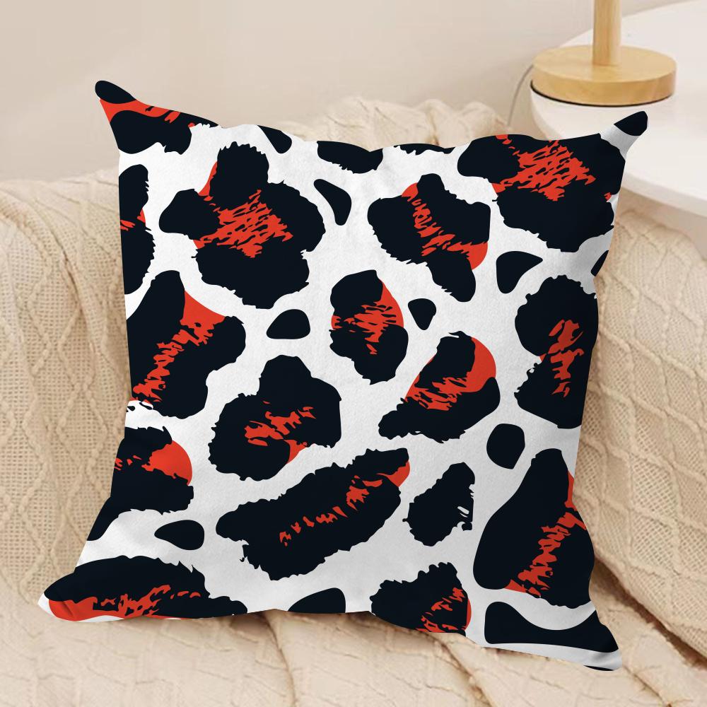 Leopard Print Texture Cushion Cover Soft Plush Fabric Double-Sided Printed Sofa Cushion Cover for All Seasons Home Decor Gift