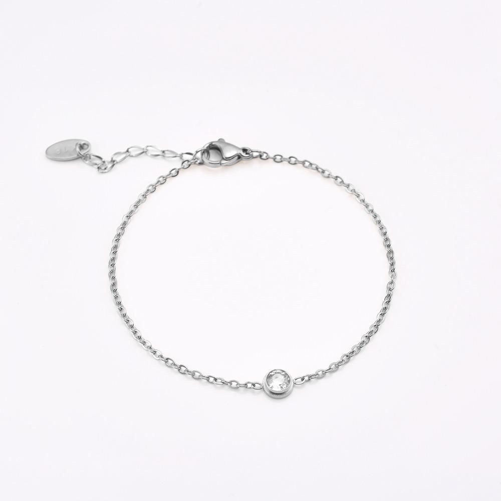 

Stainless Steel Fashion Women Diamond Titanium Steel Thin Adjustable Bracelet No Fade