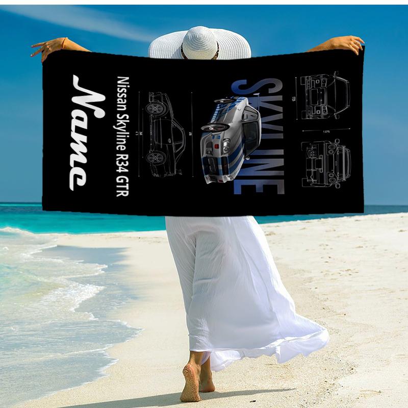 Custom Name Ultra-Soft Beach Towel with Racing Theme,Ideal for Pool - Camping, Diving - Perfect Travel Essential, Vibrant Beach Towel.