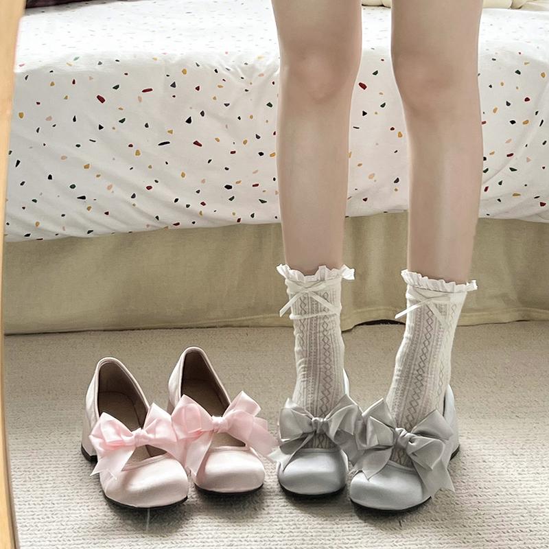 Round Toe Thick Sole JK Lolita Mary Jane Cute Women Pumps Bow Sweet Simple Comfortable Versatile Casual Loafers Single Shoes