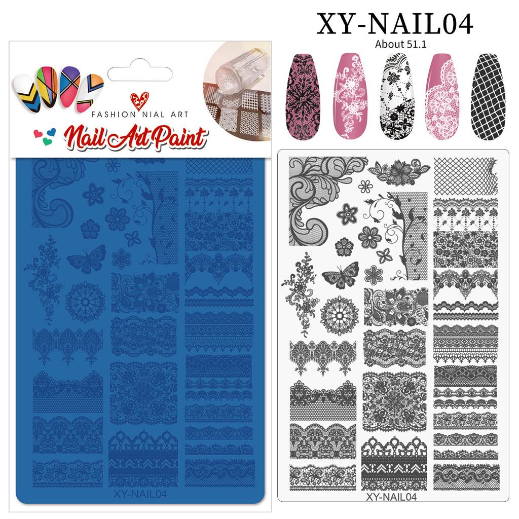 Nail Art Printing Steel Plate Lace Butterfly Pattern Flower French Large Transfer Silicone Seal Steel Plate Printing Rubber Plate