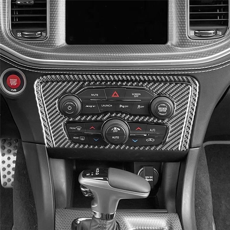A03Z-Carbon Fiber For Dodge Charger 2015- Central Control Air A/C Switch Panel Cover Trim Interior Accessories