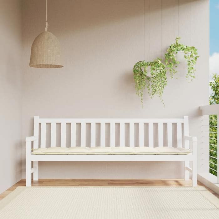 VidaXL Coussin de Banc de Jardin, Revêtement de Banc avec Jeux de Cordes, Coussin d'Extérieur Imperméable, Crème 200x50x7 cm 361642
