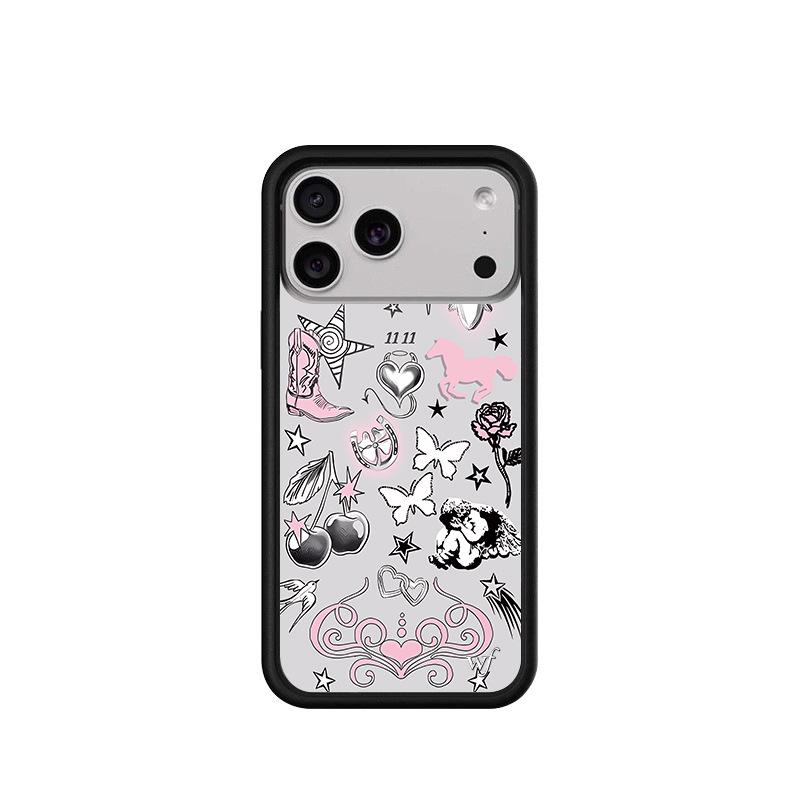 Hot Girl Style Sticker Phone Case for iPhone 17, 16 Pro Max, 15 Plus, 13/14