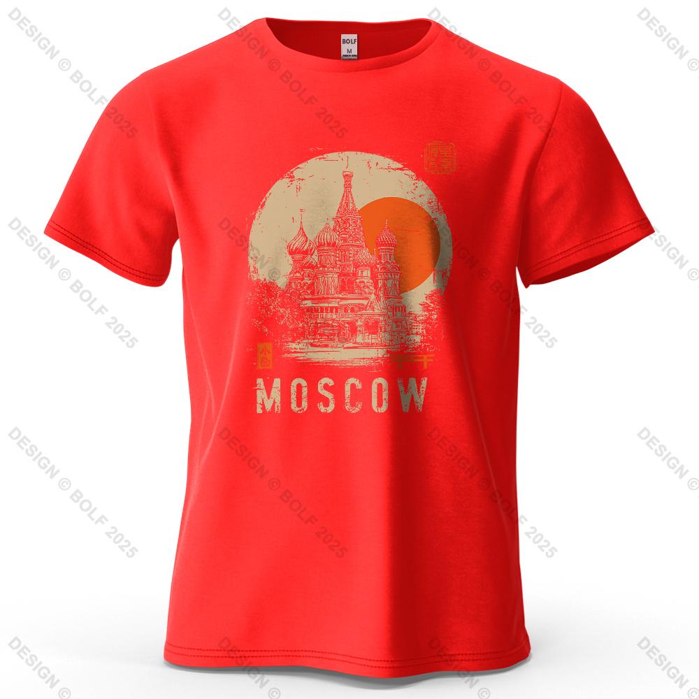 Moscow Scene Printed Men's T-Shirt 100% Cotton Oversized Vintage Artistic Graphic Tees for Women Tops Tees Casual Streetwear