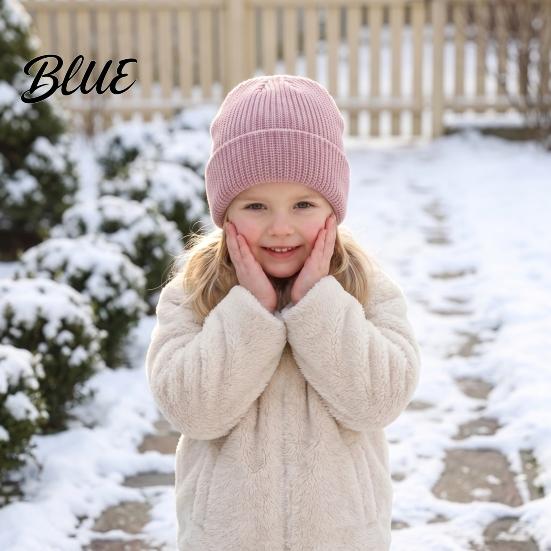 Fashionable Versatile Beanies Cap Windproof Hat Warm Winter Knitted for Kids Solid Color No Scratch