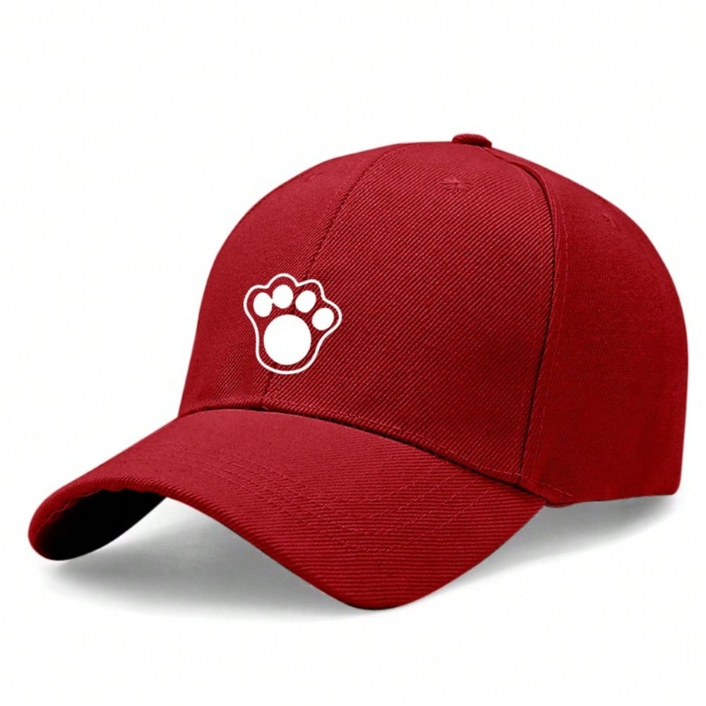 [Cute Paw Print Baseball Cap] Adorable Unisex Paw Print Light Beige Polyester Adjustable Breathable Curved Brim Hat, Pet Lover Gift for Daily Wear