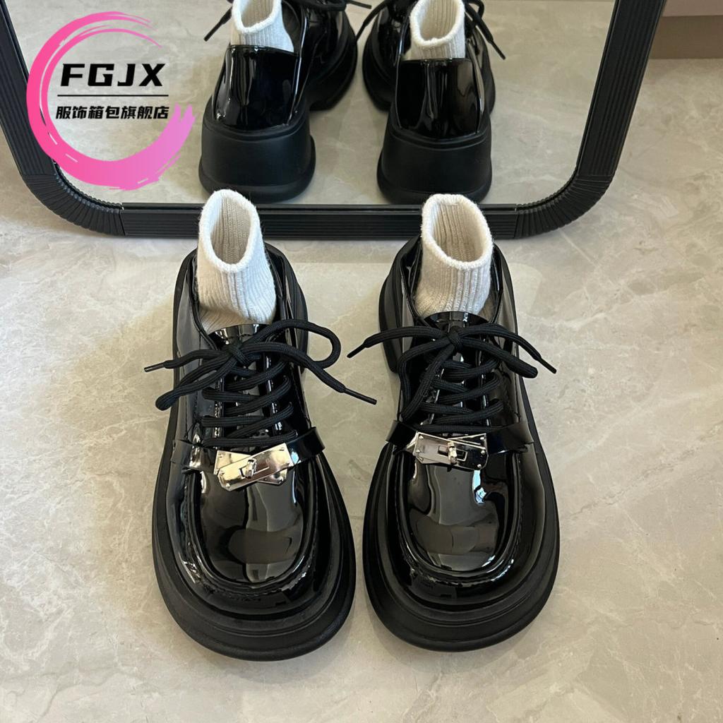 New with Skirt Women's Shoes Small Leather Shoes Summer Japanese Leather Shoes Platform Mary Retro Round Head British Loafers Women