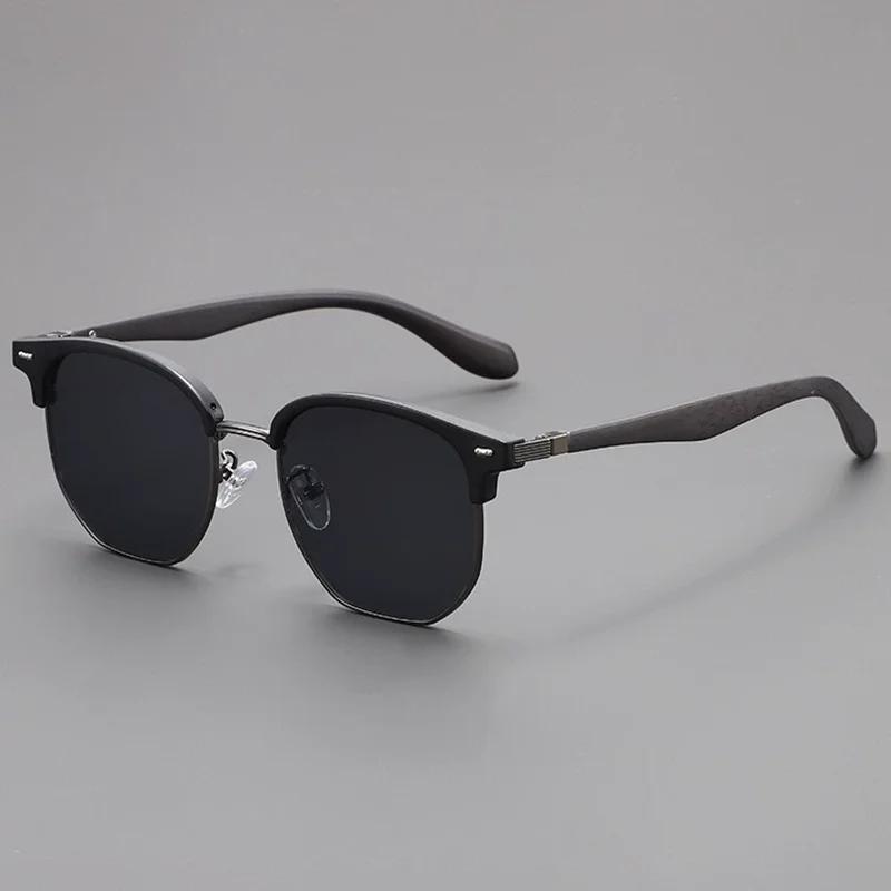 Trendy Wood Grain Polarized Sunglasses Small Face Anti-Uv Retro Style For Men And Women