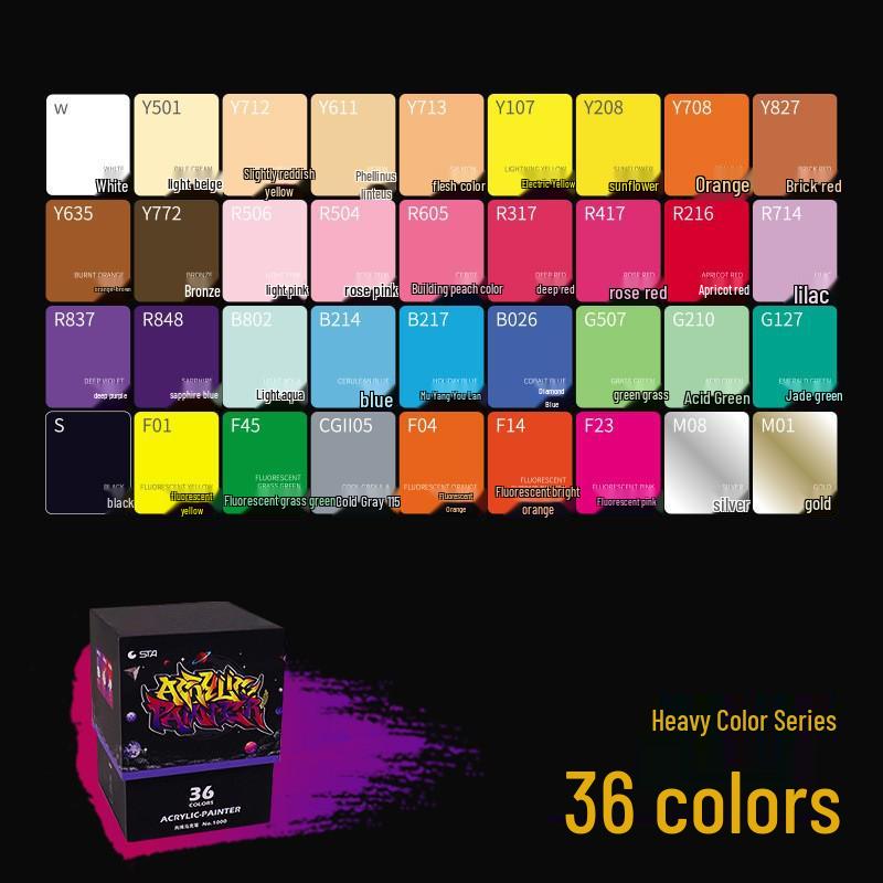 STA 1000 Waterproof Acrylic Marker - 100 Color Opaque Rainbow DIY Graffiti Pen