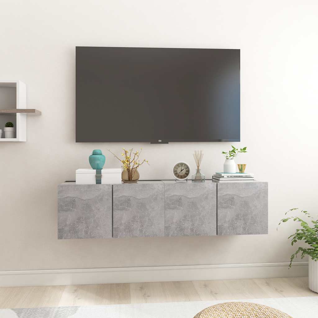 Vidaxl Szafki Wiszące Pod Tv 2 Szt., Szarość Betonu, 60X30X30 Cm