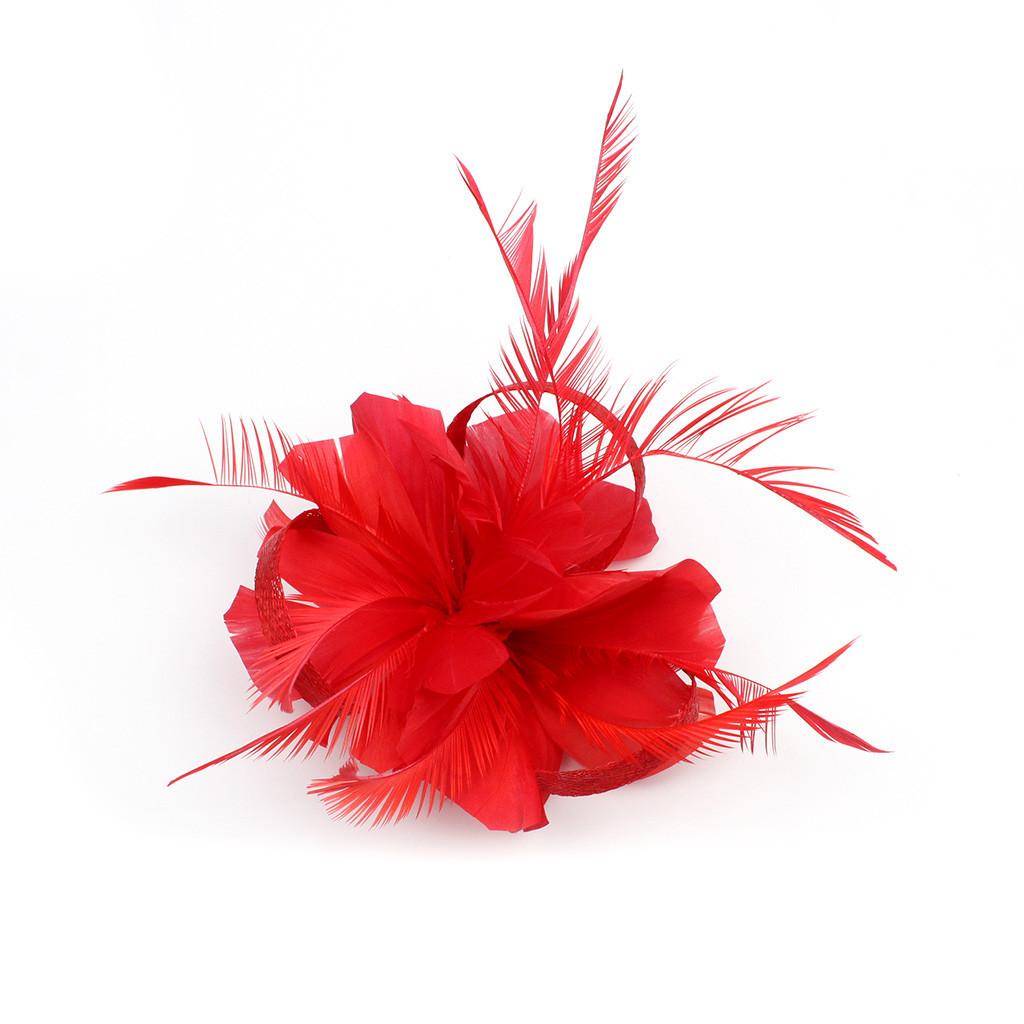 Feather Fascinators Womens Flower Hat for Cocktail Ball Wedding Headband