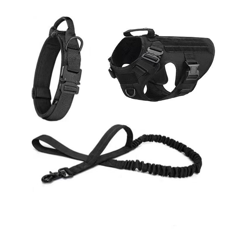 Nylon Tactical Bungee Dog Leash & Harness Set - Large Size Vest & Collar for Pets