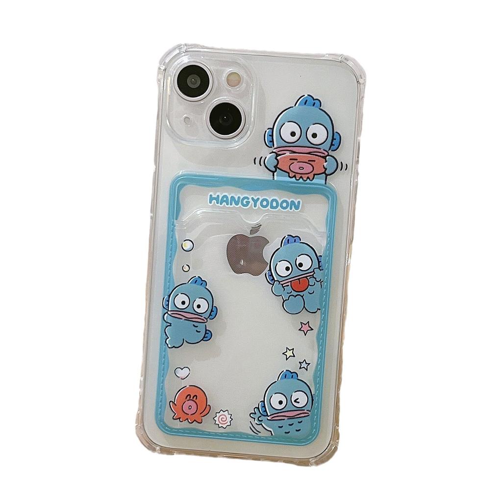 Cartoon-Handyhülle für Apple – passend für iPhone 11/12 Pro, XR, XS Max – transparent, Karteneinsteckbar – lustiges Design!