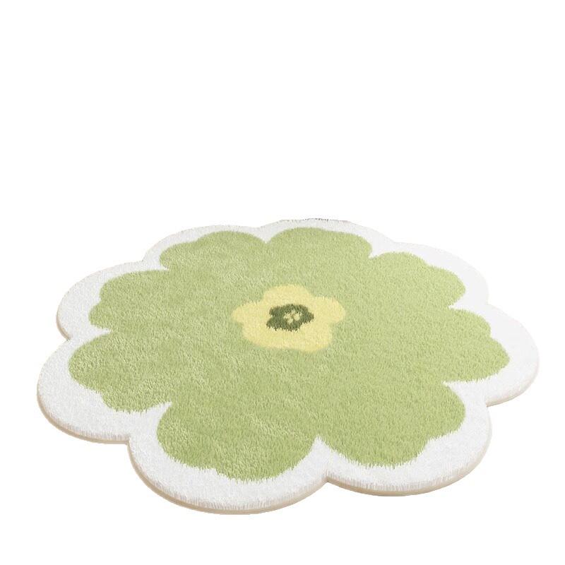 Floral Round Imitation Cashmere Floor Mat: Wear-Resistant, Cold-Insulating Rug for Living Room, Sofa, Coffee Table, Bedroom, and Bedside.