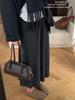 Elegant Korean Imitation Cashmere A-line Pleated Midi Skirt for Women - Autumn/Winter 2025 Slimming Drape Style
