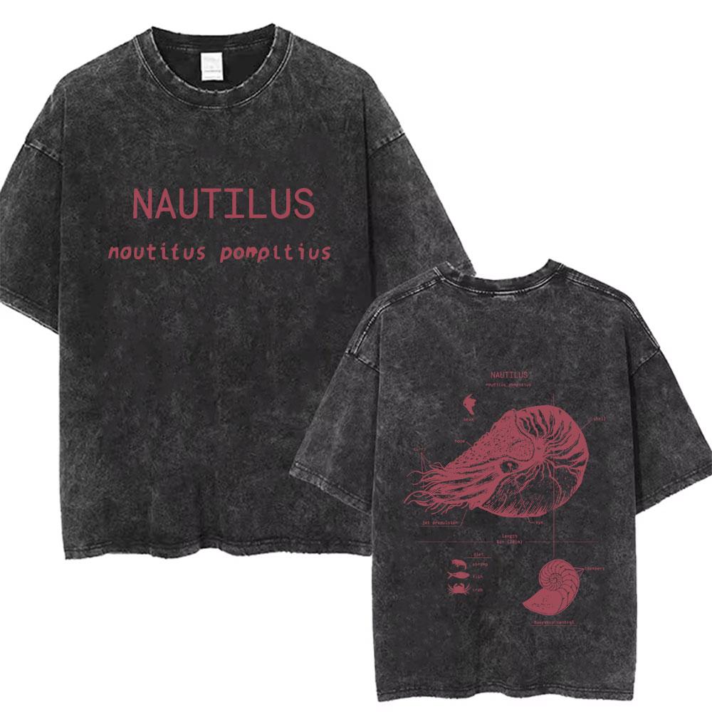 Marine Animals Humpback Whale Anatomy Vintage Washed Tshirt Men Women Fashion Casual Oversized T Shirts Male Soft Cotton Tshirt