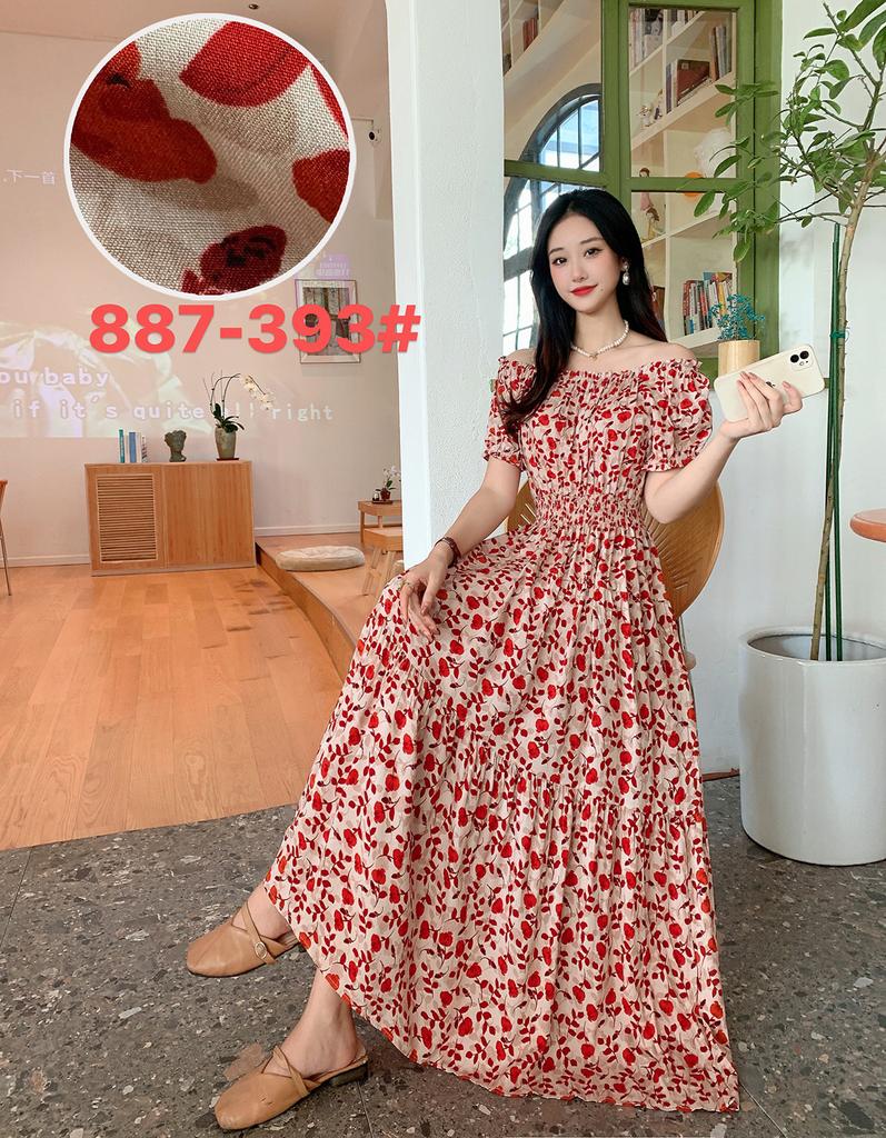 Seaside vacation beach dress cotton floral dress female shabahemi muslim