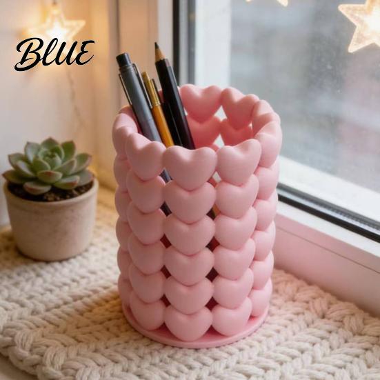 Dust-free Pen Storage 3D Printed Hollow Heart Holder Aesthetic Stand Girlish Office Desk Accessory Makeup Brush Multifunctional Container