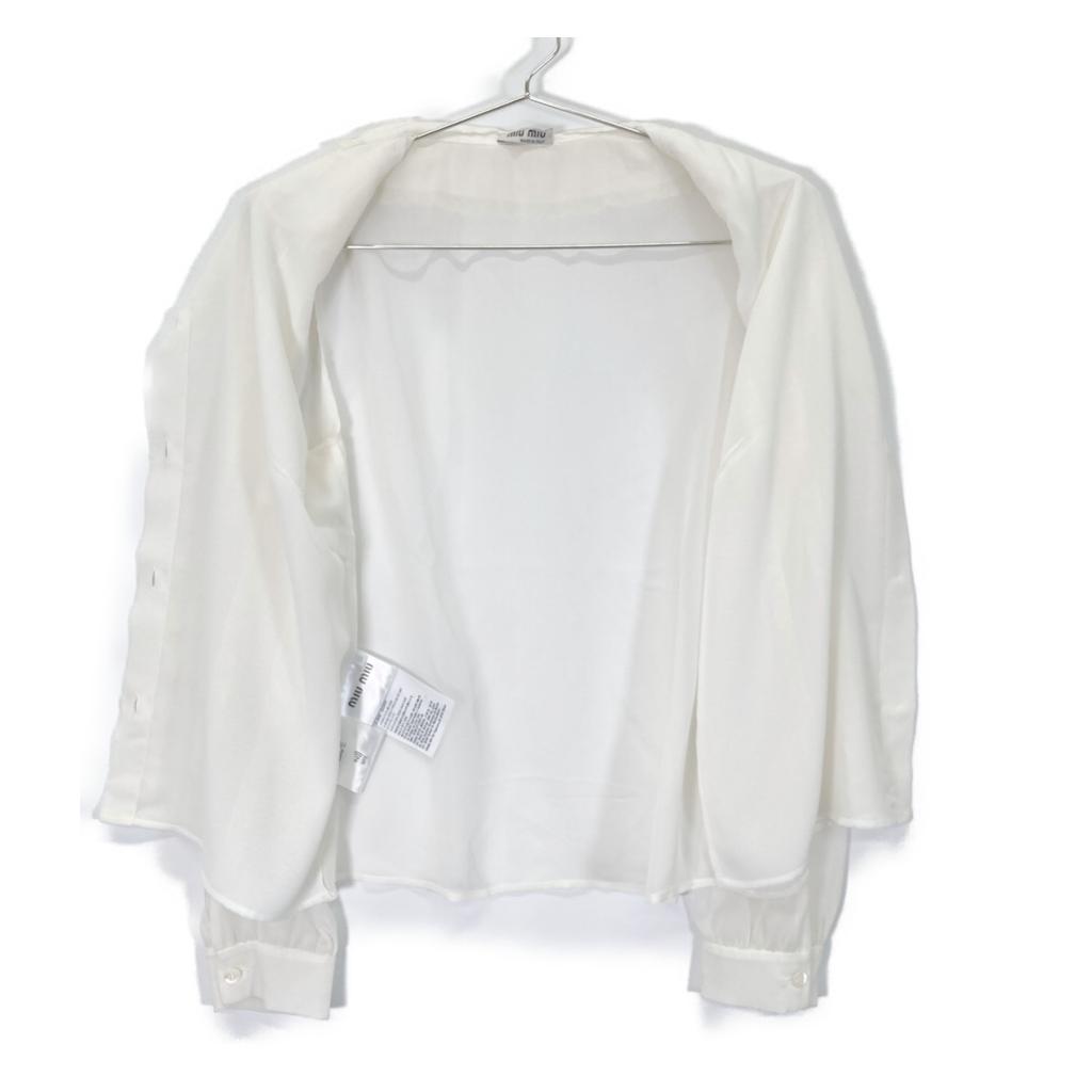 MIUMIU White MK1627 Lace Blouse tops 36 whiteUsed