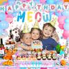 183 PCS Cat Birthday Party Decorations, Cat Themed Party Decorations Includes Balloons, Backdrop, Happy Birthday Banner, Tablecloth, Plates, Cups,