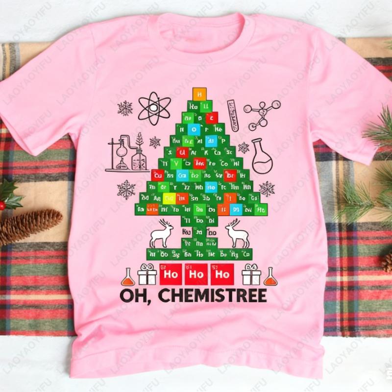 Science Christmas Gifts Oh Chemis Tree Graphic Cotton TShirt Holiday Funny Chemistry Fashion Oneck Printed Unisex Adult Tops