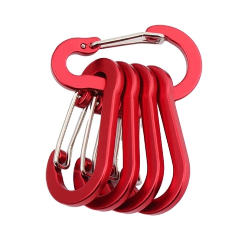 5Pcs D-Shape Carabiner Hook Multi-Uses Aluminum Alloy Snap Spring Carabiner Clip