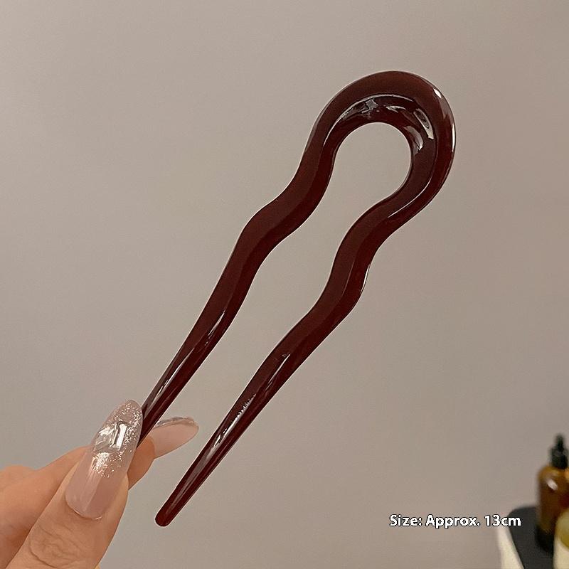 U-Shaped French Twist Hair Stick Hair Clip Plastic Wavy Hairpins Vintage Geometric Design Women Hair Sticks Headwear Accessories