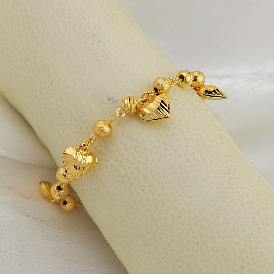 24K Gold Plated Heart Pendant Bracelet, Perfect for Valentine's Day or Daily Wear