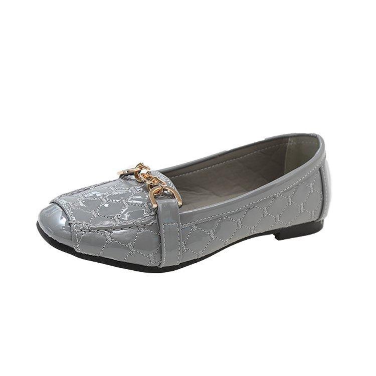 Größe eckiger Kopf Lackleder Einzelne Schuhe Damen 2024 Frühling und Sommer neu flachsohlige weichsohlige atmungsaktive Doudou-Schuhe modisch vielseitig la