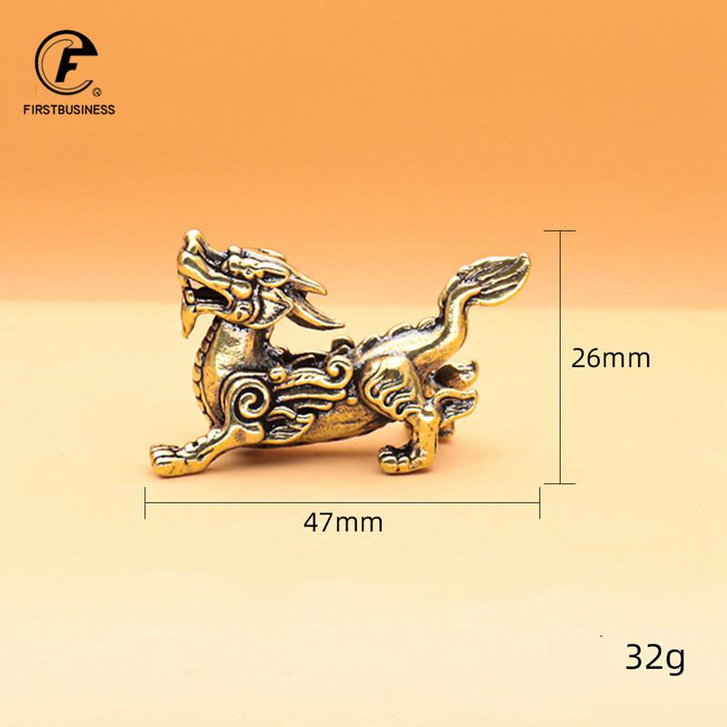 Antique Copper Chinese Mythical Beast Pixiu Miniature Figurines 1 Pair Ornaments Brass Lucky Animal Qi Lin Desktop Decorations