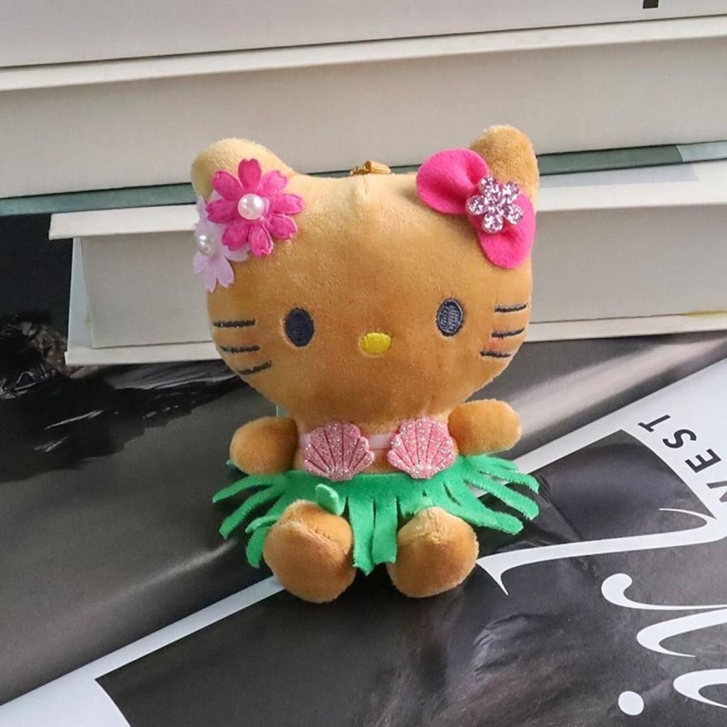 Soft And Cute Cat Plush Keychain With Grass Skirt Creative Cartoon Design For Girls