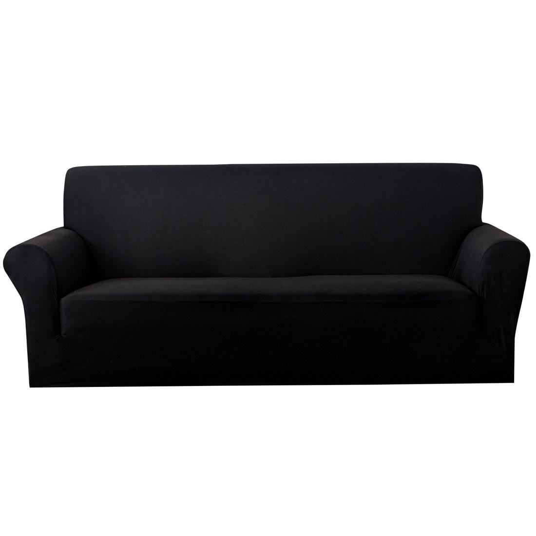

Эластичный однотонный чехол для дивана из молочного шелка - универсальный и растягивающийся Single S (90-140CM) чёрный