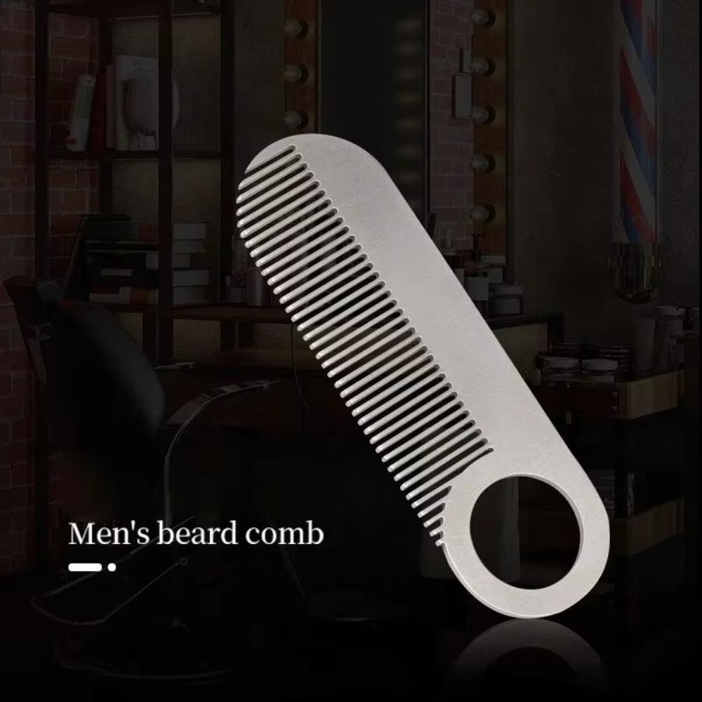 Stainless Steel Men's Beard Comb Mini Portable Oil Head Comb Hair Comb Silver Pocket Size Mustache Care Shaping Tools for Barber