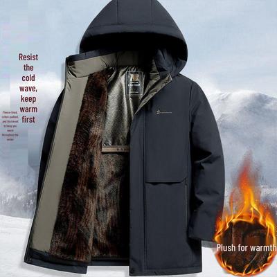 Men's Middle-Aged & Elderly Winter Coat with Thick Velvet Lining - Warm Grandpa Parka