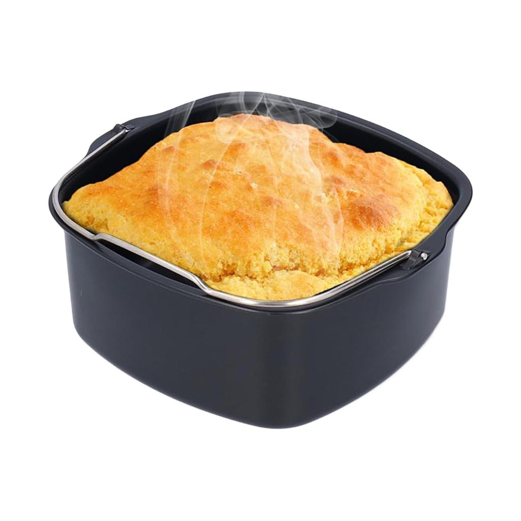 Stampo per Torta Quadrato per Friggitrice ad Aria con Manici Resistente alle Temperature per Cottura e Dolci