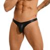 Herenondergoed, modieuze sexy patentlederen slip met lage taille, sexondergoed in grote maten.
