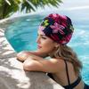 Touca de Piscina de Tecido para Mulheres, Touca de Natação Colorida Respirável com Babados, Elástica com Proteção para Ouvidos para Cabelos Curtos ou Longos, Touca de Banho