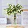 5-Fork Simulated Eucalyptus Leaf Handwritten Bouquet, Plastic Green Plants, Flower Arrangement Decorative Plastic Fake Flower