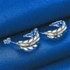 925 Sterling Silver Exquisite Feather Stud Earrings for Women Fashion Wedding Party Charm Gift Jewelry