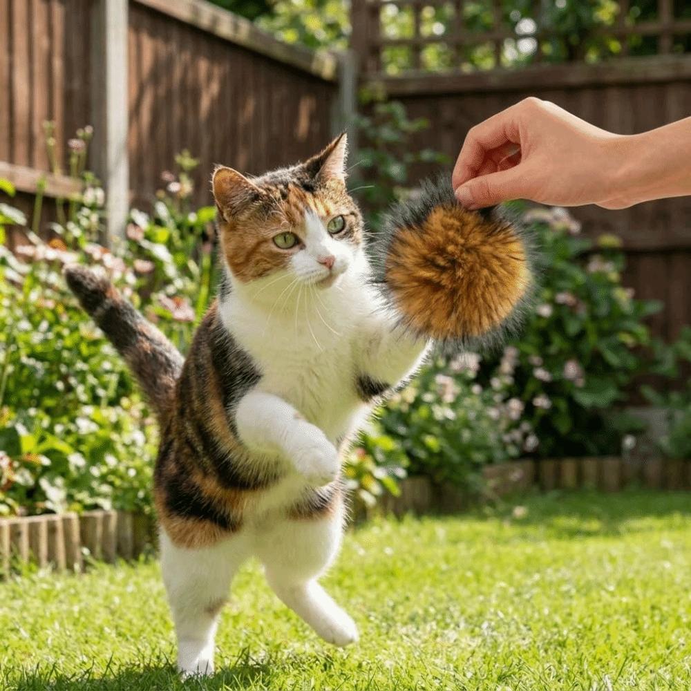 Rabbit Fur Fluffy Pet Toy Bite Resistant Kitten Chew Toys Funny Cat Teaser Ball Small Cat