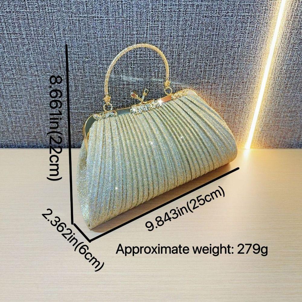 Pleated Evening Banquet Bag Large Capacity Ladies Clutch Bag Mini Shell Pattern Handbag  Women