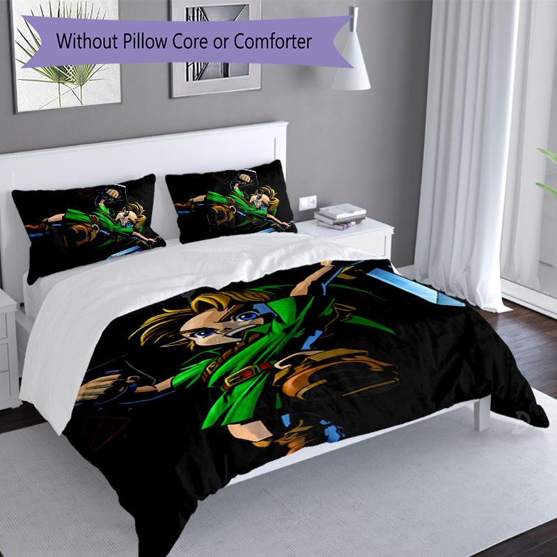 3pcs Cartoon Z-Zeldas pattern bedding set duvet cover set includes duvet cover &pillowcases, perfect all season bedroom decoration & gift