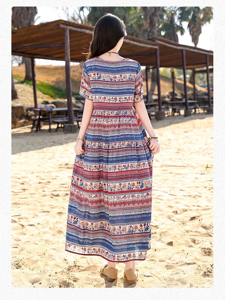 Bohemian Chiffon Midi Dress - Women's Plus Size, Slimming, Loose Fit, Summer Vacation Style (2026)