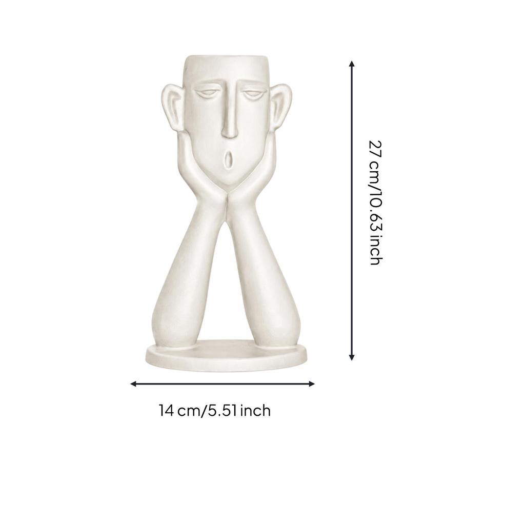 Abstract Face Vase Carved Unique Pen Holder for Living Room, Hallway, Office Nordic