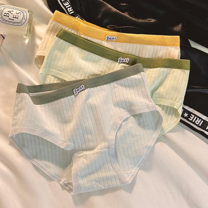 Stylish Breathable Cotton Women's Underwear Comfortable Mid Waist Triangle Panties In Various Colors For Young Girls