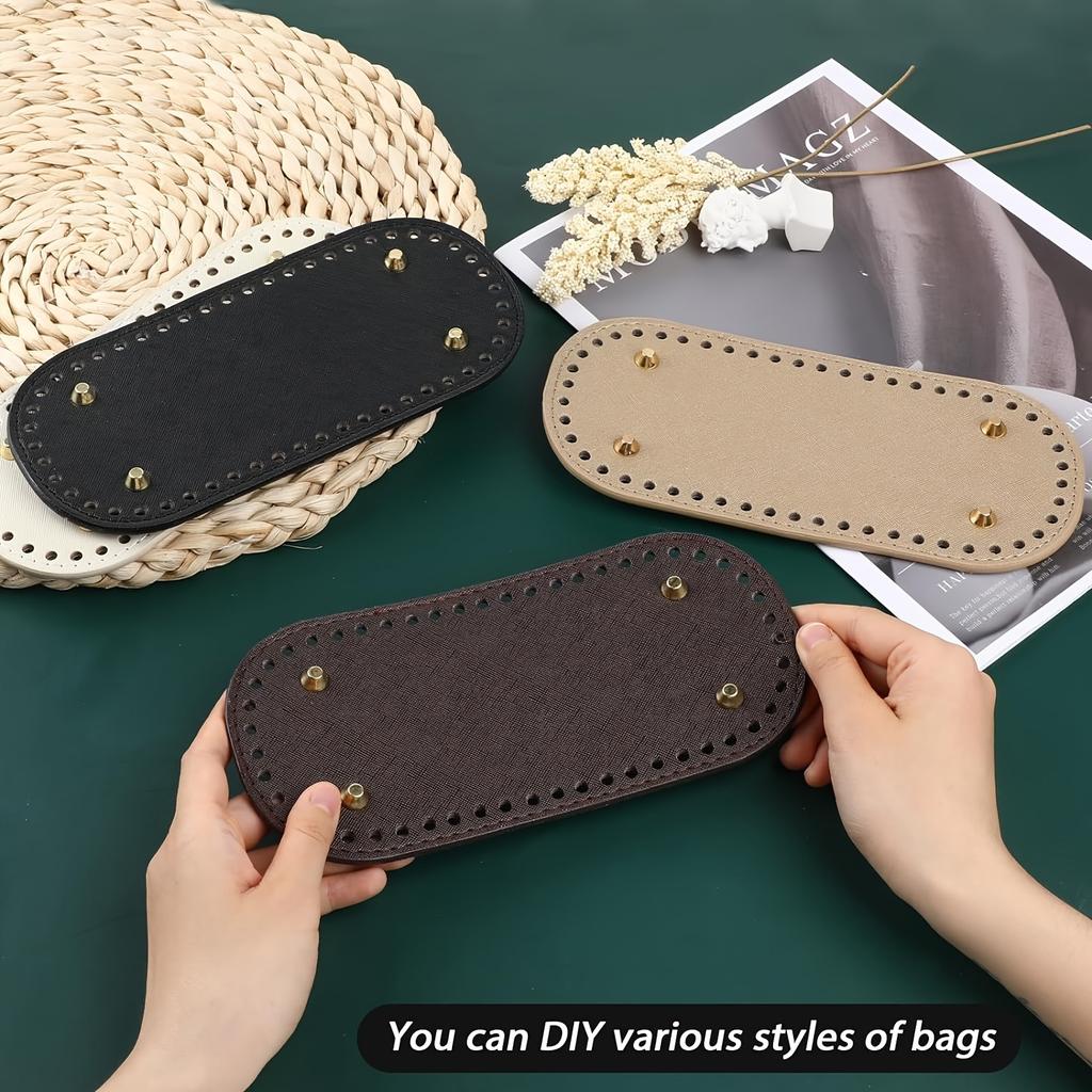 4 szt. Owalne dna do torebki szydełkowej - Solidna konstrukcja - Kształtki do torebki na ramię DIY do projektów rzemieślniczych, Kreatywne rękodzieło | Wzorzyste dna